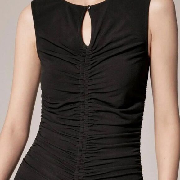 J. Crew Ci890 Black Ruched Center-seam Dress In Matte Jersey For Women  size med - Picture 2 of 10
